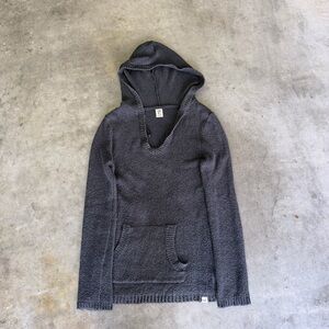 Roxy Women’s Hooded Knit Beach Sweater Pullover Kangaroo Pocket Black Size XL